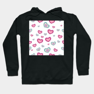 Pastel Hearts Pattern. Unicorn Pink hearts Hoodie